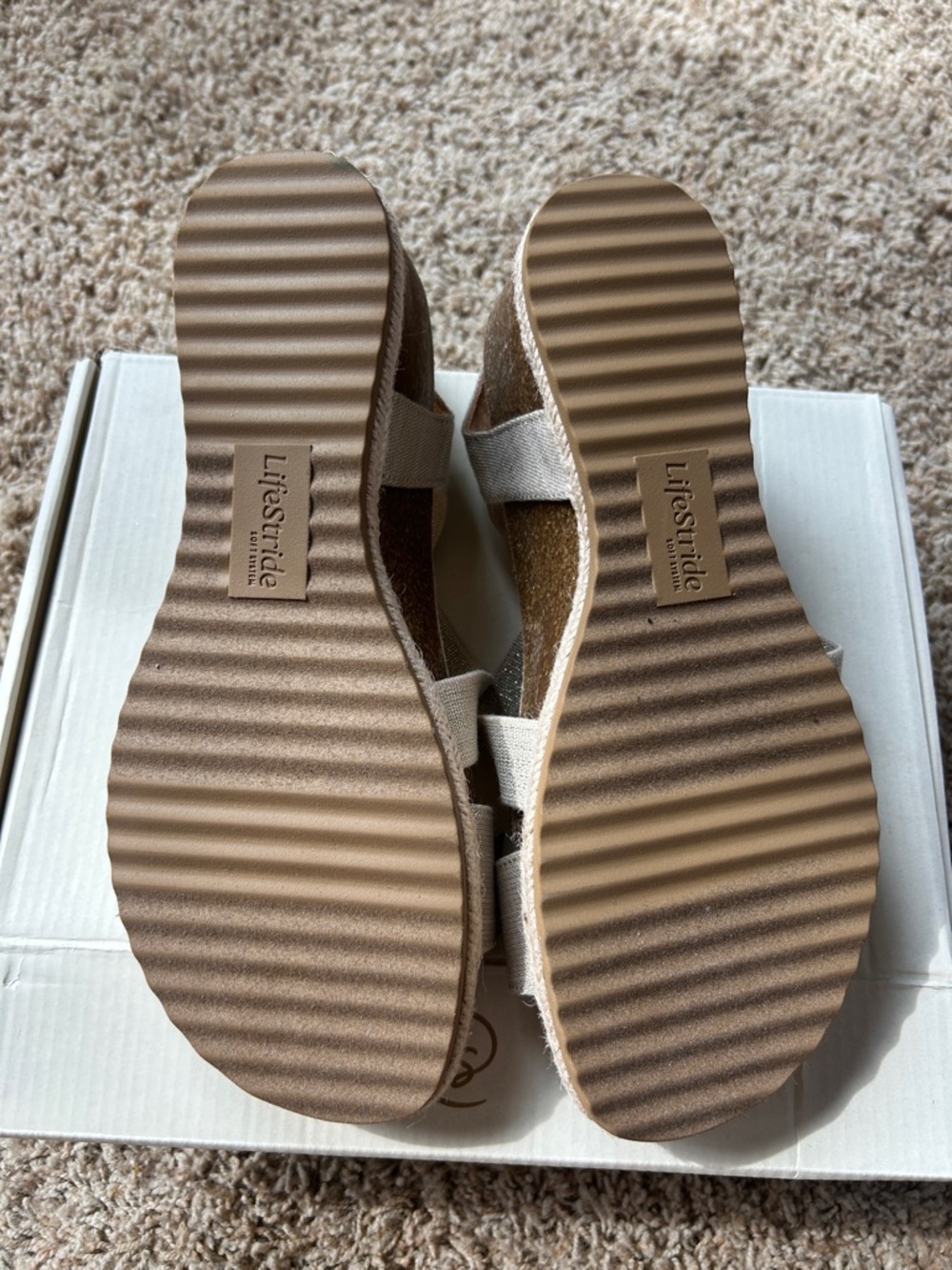 Life Stride Women's Neutral Tan Crisscross Slingback Sandals - Picture 2 of 7